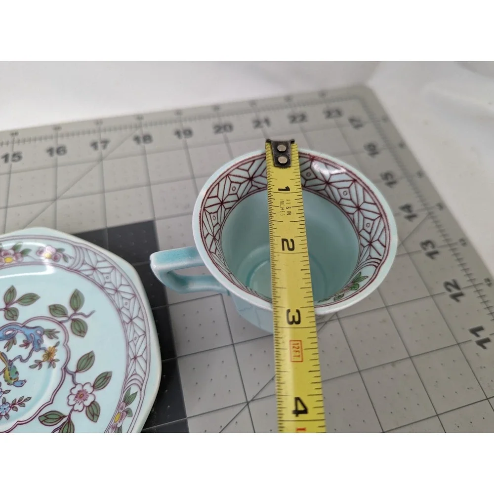 Adams Singapore Bird‎ Turquoise Mini Cup Saucer Lot Wedgewood